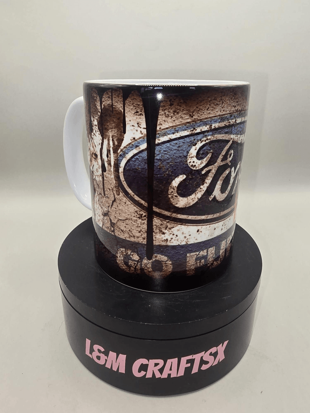 Ford “Go Further” Mug – Rustic Garage Style Coffee Cup