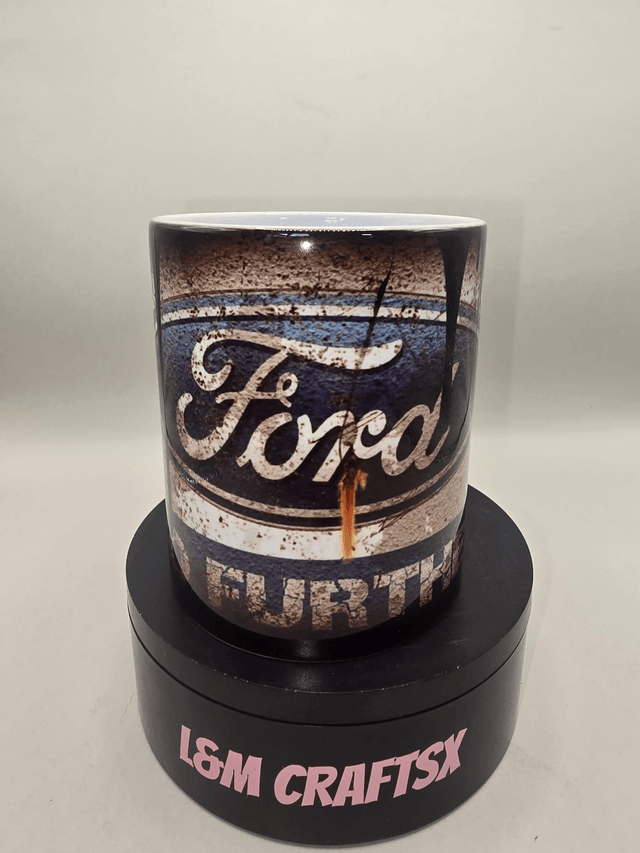Ford “Go Further” Mug – Rustic Garage Style Coffee Cup
