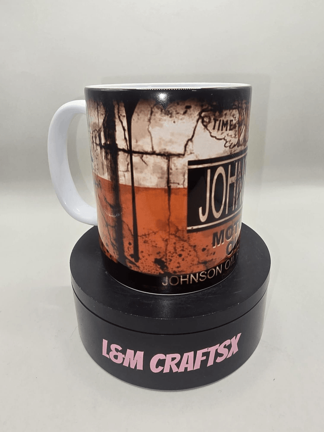 Vintage Johnson Motor Oil Mug – Retro Automotive Design
