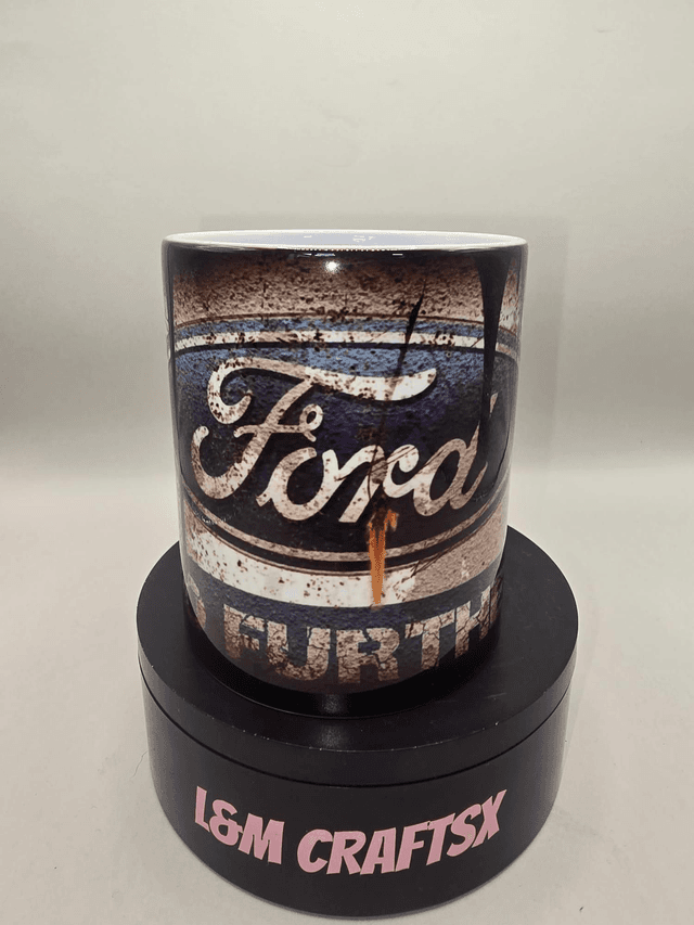 Ford “Go Further” Mug – Rustic Garage Style Coffee Cup