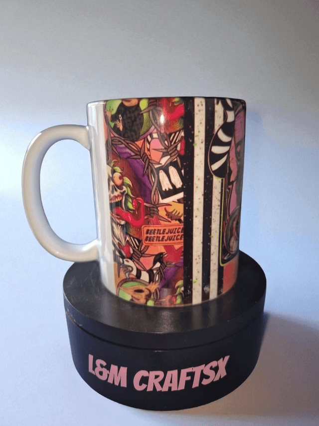 bettle juice themed 11 oz mug 
